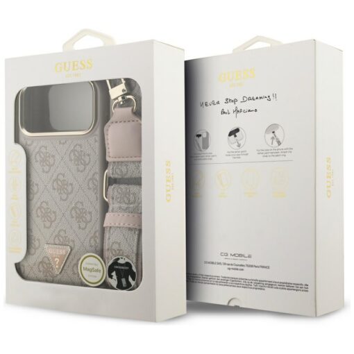 Guess 4G Triangle Logo & Big Strap Metal Buttons MagSafe case for iPhone 17 Pro Max pink - Image 9