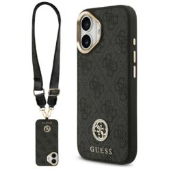 Guess 4G Strass Logo & Big Strap Metal Buttons MagSafe case for iPhone 17 black