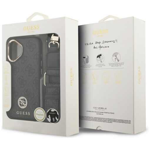 Guess 4G Strass Logo & Big Strap Metal Buttons MagSafe case for iPhone 17 black - Image 9