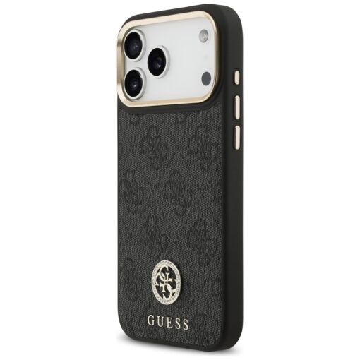 Guess 4G Srtass Logo & Big Strap Metal Buttons MagSafe case for iPhone 17 Pro Max black - Image 2