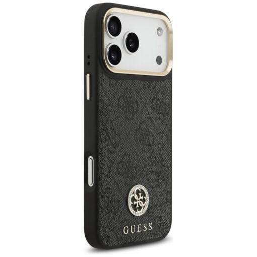 Guess 4G Srtass Logo & Big Strap Metal Buttons MagSafe case for iPhone 17 Pro Max black - Image 4
