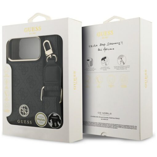 Guess 4G Srtass Logo & Big Strap Metal Buttons MagSafe case for iPhone 17 Pro Max black - Image 9