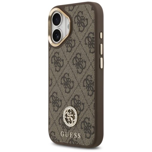Guess 4G Strass Logo & Big Strap Metal Buttons MagSafe case for iPhone 17 brown - Image 2