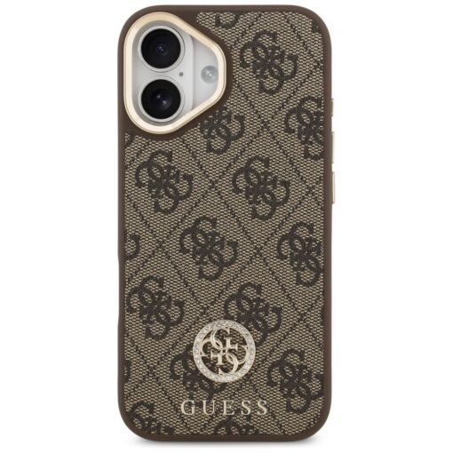 Guess 4G Strass Logo & Big Strap Metal Buttons MagSafe case for iPhone 17 brown - Image 3