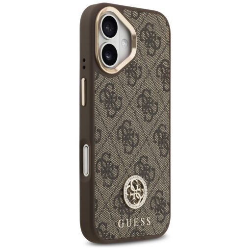 Guess 4G Strass Logo & Big Strap Metal Buttons MagSafe case for iPhone 17 brown - Image 4