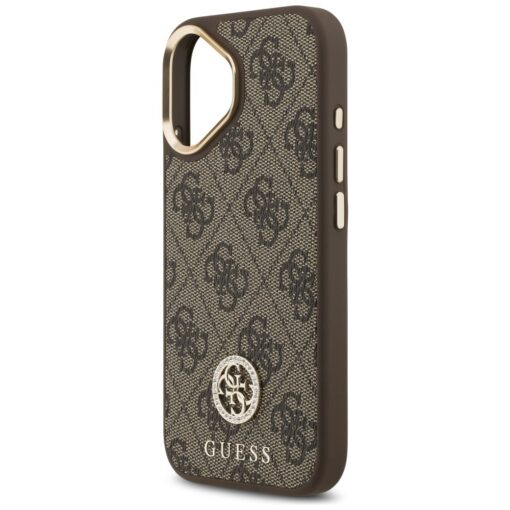 Guess 4G Strass Logo & Big Strap Metal Buttons MagSafe case for iPhone 17 brown - Image 6