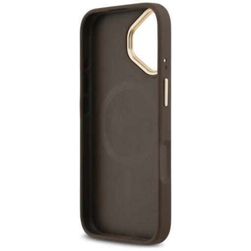 Guess 4G Strass Logo & Big Strap Metal Buttons MagSafe case for iPhone 17 brown - Image 7