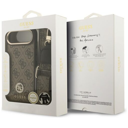 Guess 4G Strass Logo & Big Strap Metal Buttons MagSafe case for iPhone Air brown - Image 9