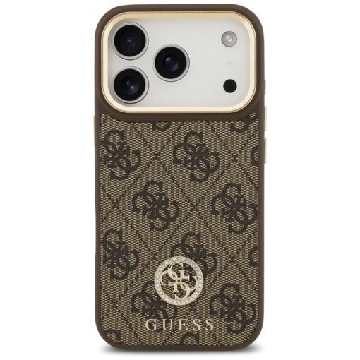 Guess 4G Strass Logo & Big Strap Metal Buttons MagSafe case for iPhone 17 Pro brown - Image 3