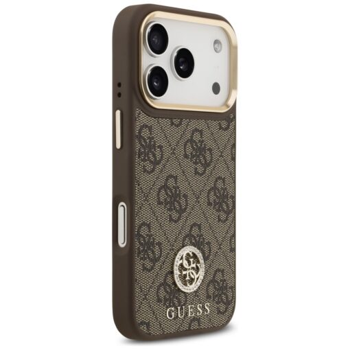 Guess 4G Strass Logo & Big Strap Metal Buttons MagSafe case for iPhone 17 Pro brown - Image 4