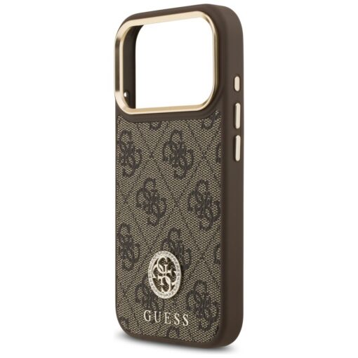 Guess 4G Strass Logo & Big Strap Metal Buttons MagSafe case for iPhone 17 Pro brown - Image 6