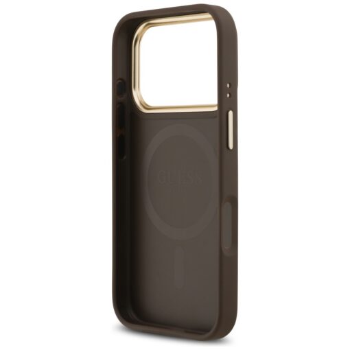 Guess 4G Strass Logo & Big Strap Metal Buttons MagSafe case for iPhone 17 Pro brown - Image 7