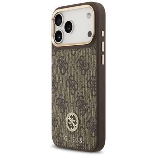 Guess 4G Strass Logo & Big Strap Metal Buttons MagSafe case for iPhone 17 Pro Max brown - Image 2