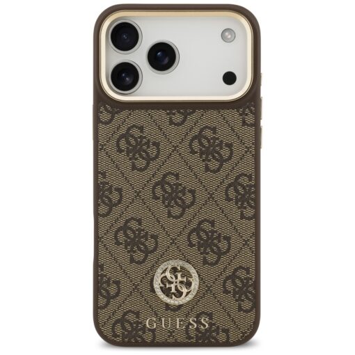 Guess 4G Strass Logo & Big Strap Metal Buttons MagSafe case for iPhone 17 Pro Max brown - Image 3