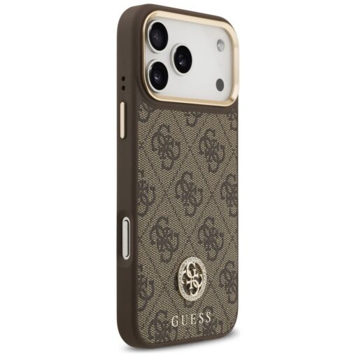 Guess 4G Strass Logo & Big Strap Metal Buttons MagSafe case for iPhone 17 Pro Max brown - Image 4