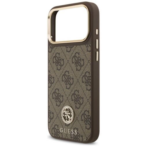 Guess 4G Strass Logo & Big Strap Metal Buttons MagSafe case for iPhone 17 Pro Max brown - Image 6
