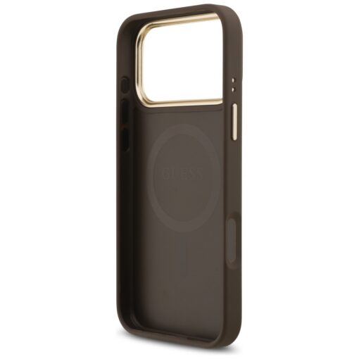 Guess 4G Strass Logo & Big Strap Metal Buttons MagSafe case for iPhone 17 Pro Max brown - Image 7