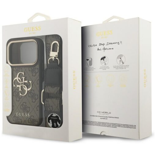 Guess 4G Big 4G Classic Logo Big Strap Metal Buttons case for iPhone 17 Pro brown - Image 9