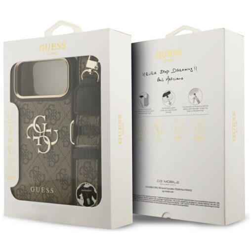 Guess 4G Big 4G Classic Logo Big Strap Metal Buttons case for iPhone 17 Pro Max brown - Image 9