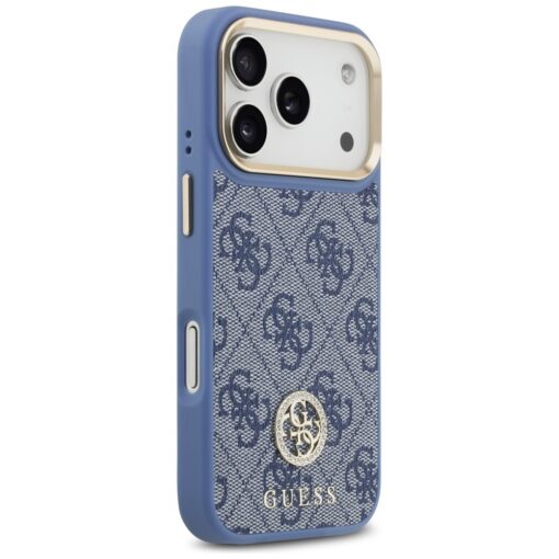 Guess 4G Strass Logo & Big Strap Metal Buttons MagSafe case for iPhone 17 Pro blue - Image 4