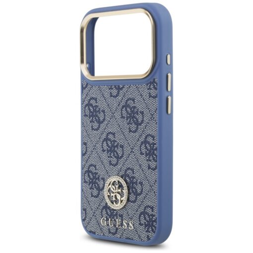 Guess 4G Strass Logo & Big Strap Metal Buttons MagSafe case for iPhone 17 Pro blue - Image 6