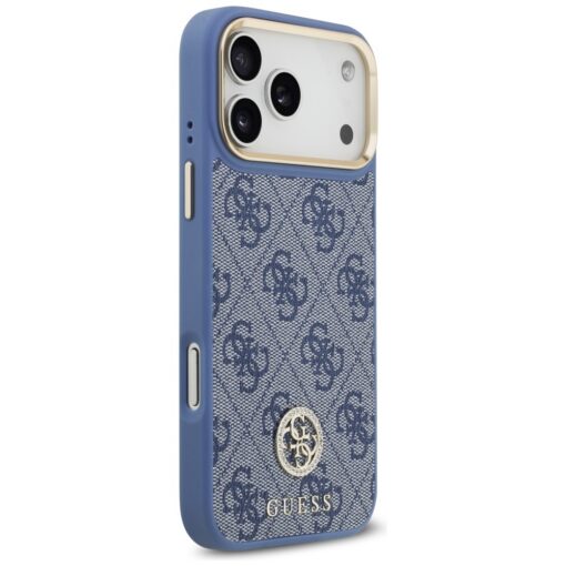 Guess 4G Strass Logo & Big Strap Metal Buttons MagSafe case for iPhone 17 Pro Max blue - Image 4