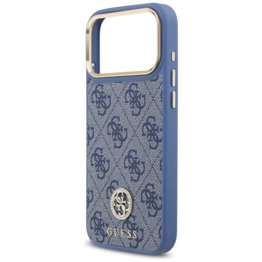 Guess 4G Strass Logo & Big Strap Metal Buttons MagSafe case for iPhone 17 Pro Max blue - Image 6