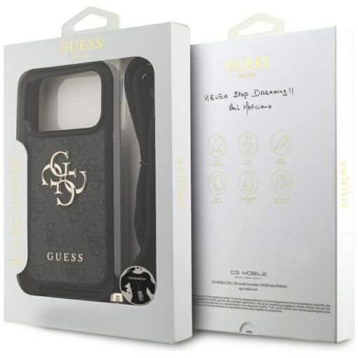 Guess 4G Big Logo Cord Stap Crossbody case for iPhone 17 Pro black - Image 7
