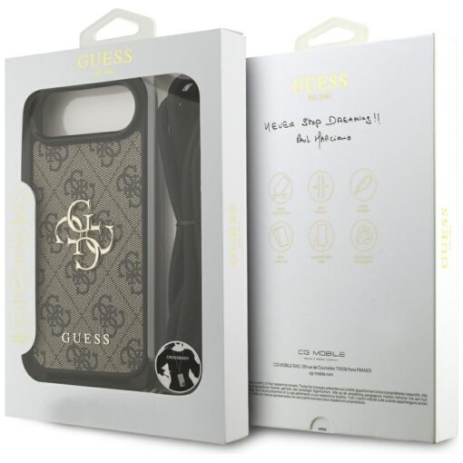 Guess 4G Big Logo Cord Stap Crossbody case for iPhone Air brown - Image 7