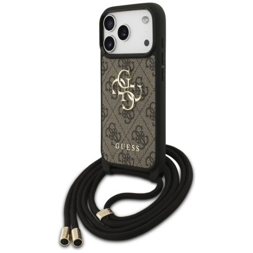Guess 4G Big Logo Cord Stap Crossbody case for iPhone 17 Pro brown - Image 2