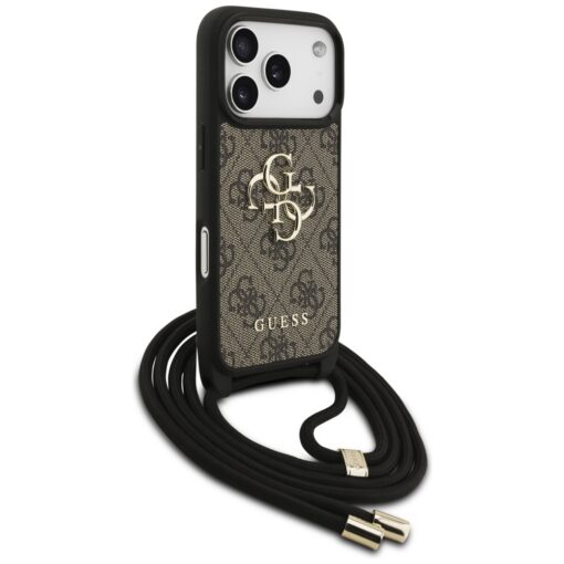 Guess 4G Big Logo Cord Stap Crossbody case for iPhone 17 Pro brown - Image 3