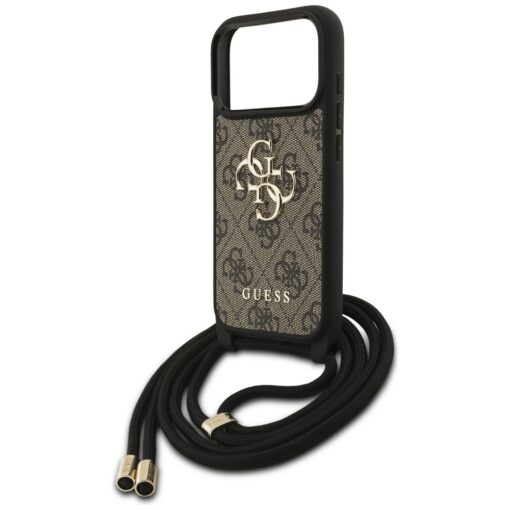 Guess 4G Big Logo Cord Stap Crossbody case for iPhone 17 Pro brown - Image 5