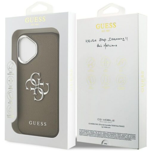 Guess Grained Big 4G Classic Logo case for iPhone 17 brown - Image 8