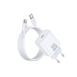 Laadija Remax RP-U71 30W GaN USB-C + USB-C to USB-C cable 1.0m valge