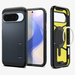 Kaitseümbris Tough Armor AI (MagFit), Google Pixel 10 Pro / Pixel 10, sinakashall, tugijalaga, Qi2/MagSafe ühilduv, Spigen