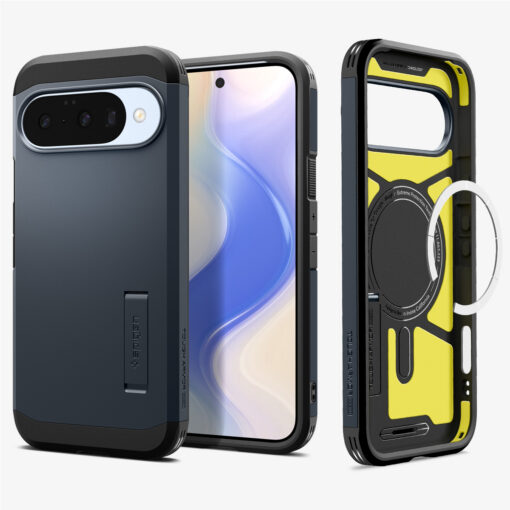 Kaitseümbris Tough Armor AI (MagFit), Google Pixel 10 Pro / Pixel 10, sinakashall, tugijalaga, Qi2/MagSafe ühilduv, Spigen