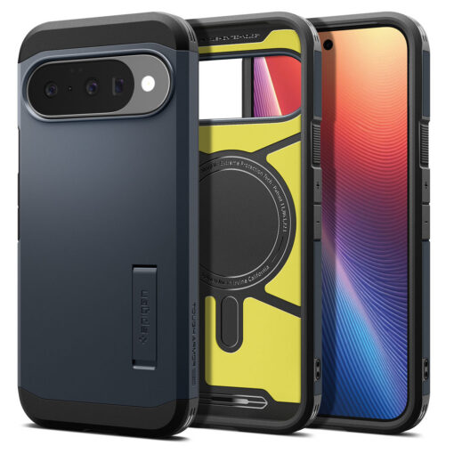Kaitseümbris Tough Armor AI (MagFit), Google Pixel 10 Pro / Pixel 10, sinakashall, tugijalaga, Qi2/MagSafe ühilduv, Spigen - Image 9