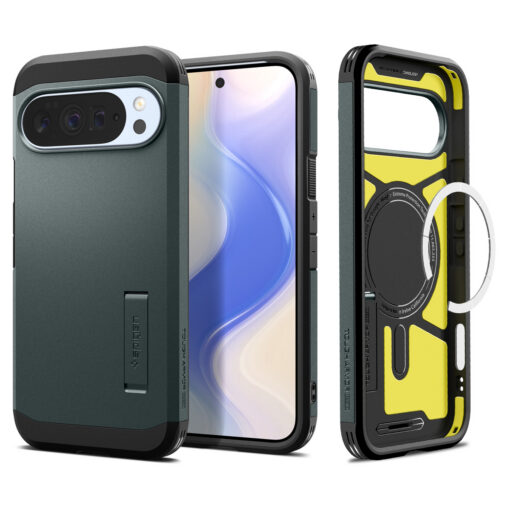 Kaitseümbris Tough Armor AI (MagFit), Google Pixel 10 Pro XL, tumeroheline, tugijalaga, Qi2/MagSafe ühilduv, Spigen