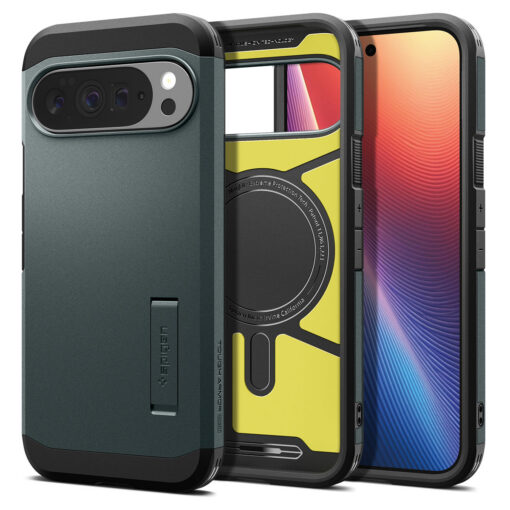 Kaitseümbris Tough Armor AI (MagFit), Google Pixel 10 Pro XL, tumeroheline, tugijalaga, Qi2/MagSafe ühilduv, Spigen - Image 8