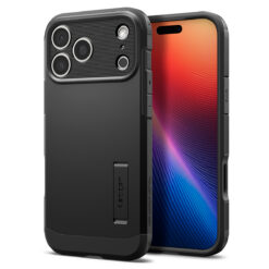 Kaitseümbris Tough Armor T (MagFit), Apple iPhone 17 Pro, must, tugijalaga, MagSafe ühilduv, kaamera nupuga, Spigen