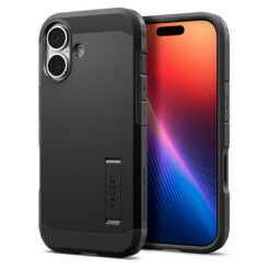 Kaitseümbris Tough Armor T (MagFit), Apple iPhone 17, must, tugijalaga, MagSafe ühilduv, kaamera nupuga, Spigen
