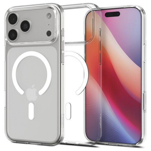 Kaitseümbris Liquid Crystal (MagFit), Apple iPhone 17 Pro, läbipaistev valge MagSafe ringiga, Spigen