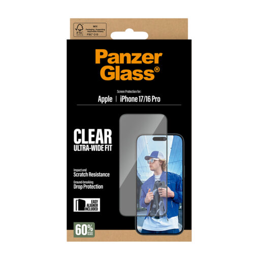 Kaitseklaas Apple iPhone 17 / iPhone 16 Pro, musta äärega, Ultra-Wide Fit, PanzerGlass - Image 3