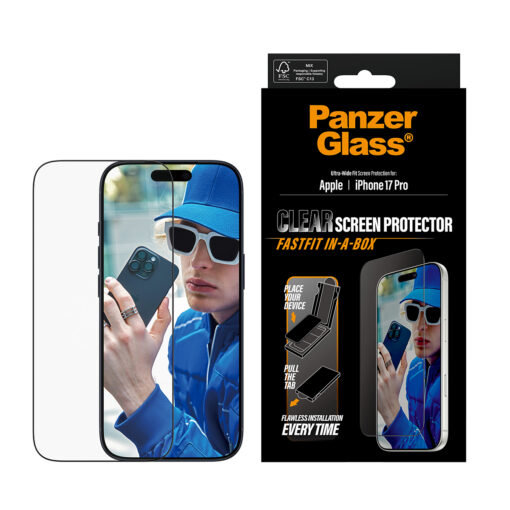 Kiirpaigaldusega kaitseklaas Apple iPhone 17 Pro, musta äärega, Ultra-Wide Fit, PanzerGlass - Image 2