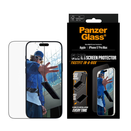Kiirpaigaldusega kaitseklaas Apple iPhone 17 Pro Max, musta äärega, Ultra-Wide Fit, PanzerGlass - Image 2
