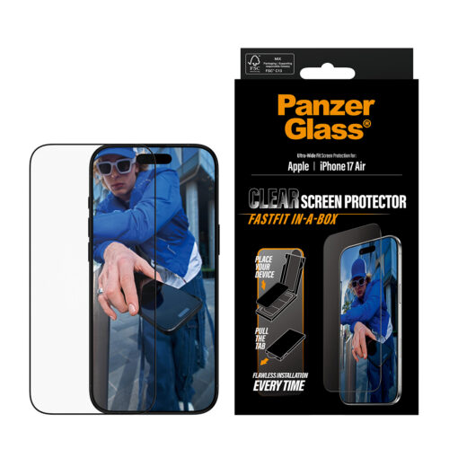 Kiirpaigaldusega kaitseklaas Apple iPhone Air, musta äärega, Ultra-Wide Fit, PanzerGlass - Image 2