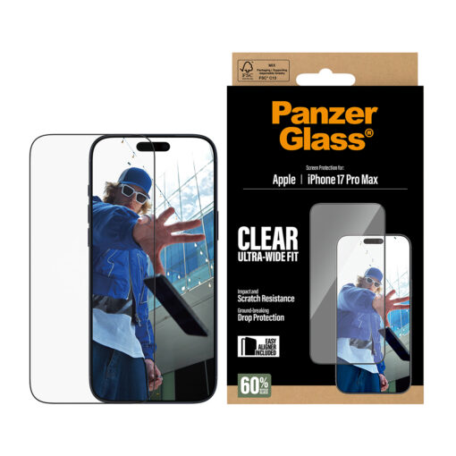Kaitseklaas Apple iPhone 17 Pro Max, musta äärega, Ultra-Wide Fit, PanzerGlass - Image 2