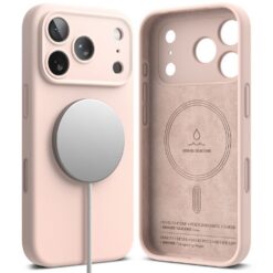Kaitseümbris Silicone Magnetic, Apple iPhone 17 Pro, heleroosa, MagSafe ühilduv, Ringke
