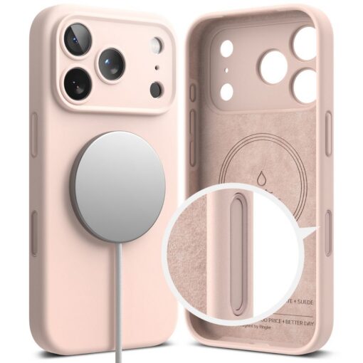 Kaitseümbris Silicone Magnetic, Apple iPhone 17 Pro, heleroosa, MagSafe ühilduv, Ringke - Image 2
