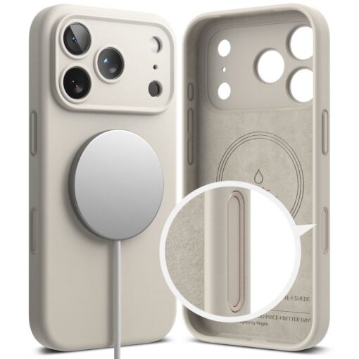 Kaitseümbris Silicone Magnetic, Apple iPhone 17 Pro, helebeež, MagSafe ühilduv, Ringke - Image 2